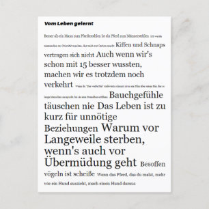 Vom Leben gelernt Motivations Postcard