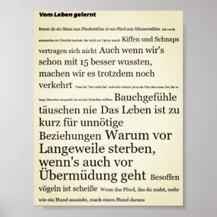 Vom Leben gelernt Motivations Poster