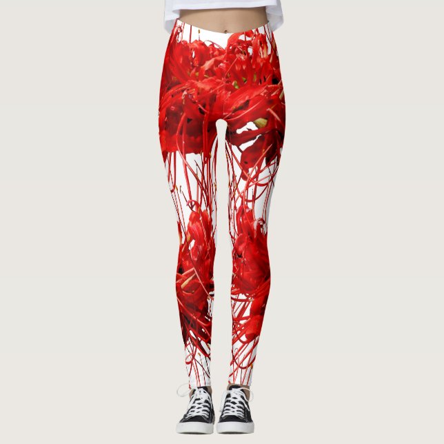 Vonflora Spider Lily Leggings Flower Leggings (Front)