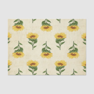 Vontage Sunflowers Floral Decoupage Tissue Paper