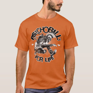 Voo Punk Rock Guitar Skeleton Psychobilly For Life T-Shirt