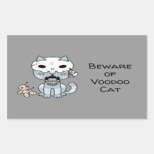 Voodoo Cat Custom Text Grey Rectangular Sticker