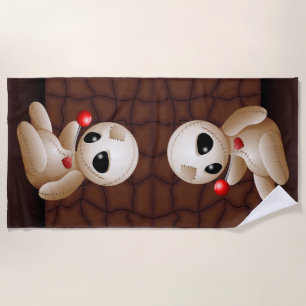 Voodoo Doll Cartoon in Love Beach Towel