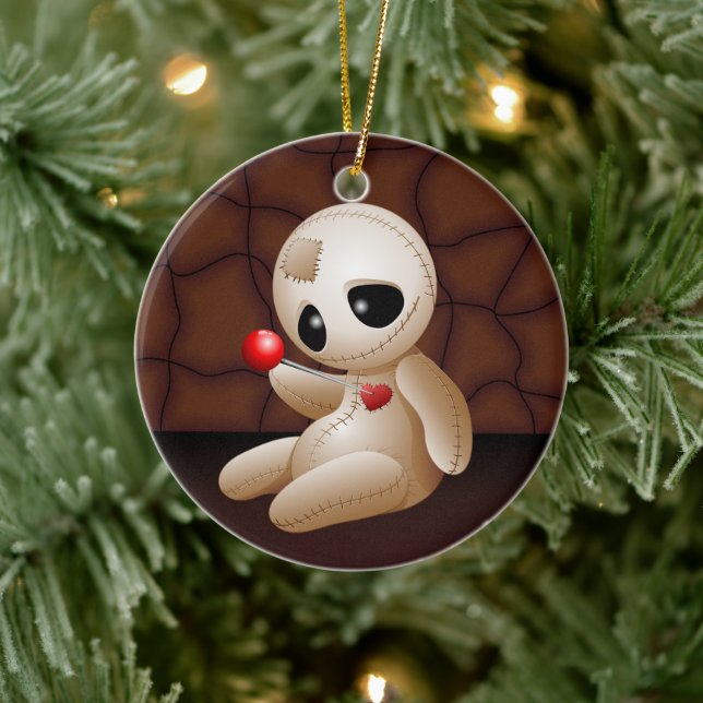 Voodoo Doll Cartoon in Love Ceramic Tree Decoration (Tree)