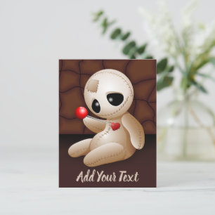 Voodoo Doll Cartoon in Love Holiday Postcard
