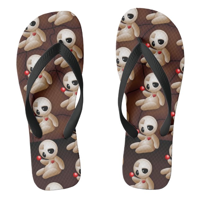 Voodoo Doll Cartoon in Love Jandals (Footbed)