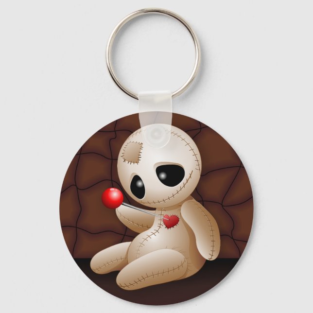 Voodoo Doll Cartoon in Love Key Ring (Front)