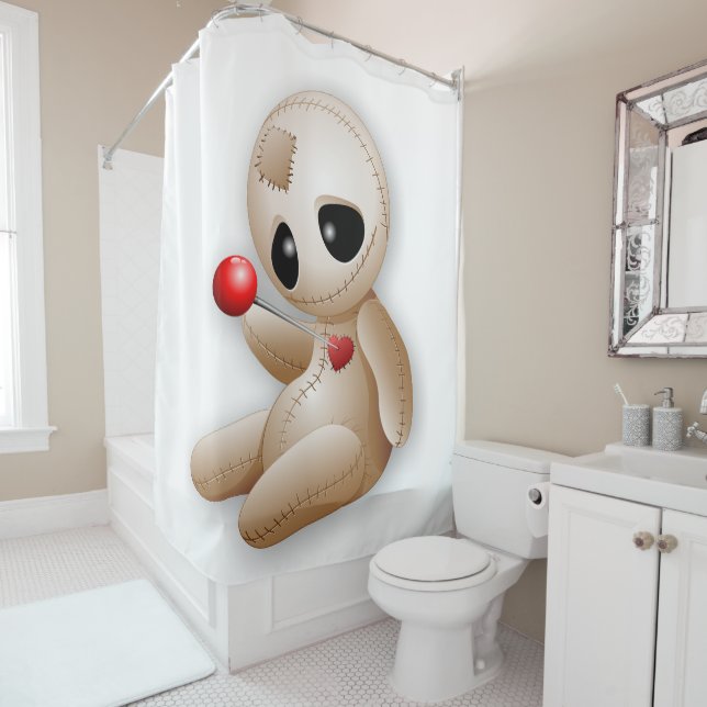 Voodoo Doll Cartoon in Love Shower Curtain (In Situ)