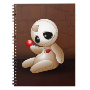 Voodoo Doll Cartoon in Love Spiral Notebook