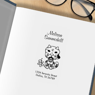 Voodoo Doll Cat Address Rubber Stamp