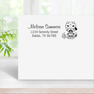 Voodoo Doll Cat Address Rubber Stamp