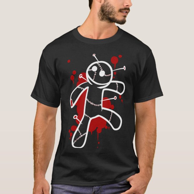 Voodoo Doll on Black T-Shirt (Front)