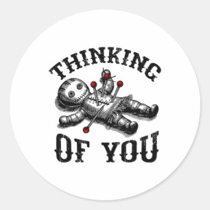 Voodoo Doll Thinking Of You Funny Goth Halloween C Classic Round Sticker