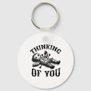 Voodoo Doll Thinking Of You Funny Goth Halloween C Key Ring