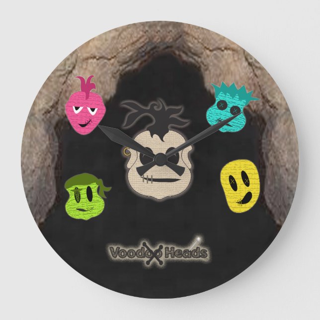 Voodoo Heads ~ Cave Large Clock (Front)