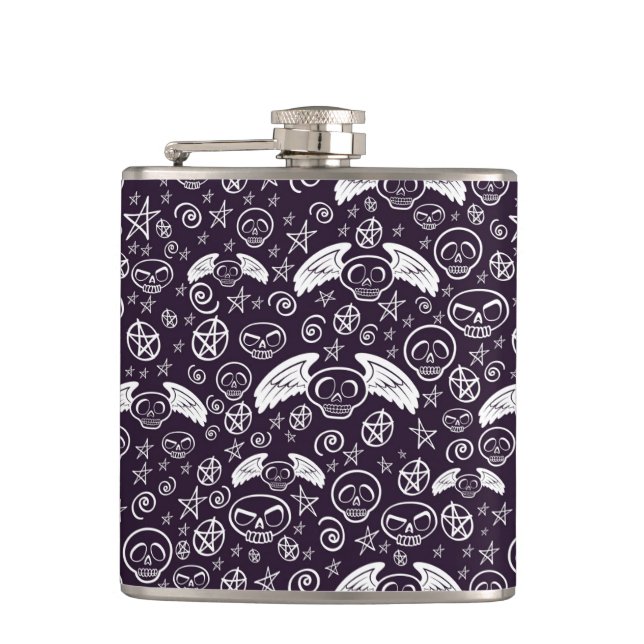 "Voodoo" Pattern Hip Flask (Front)