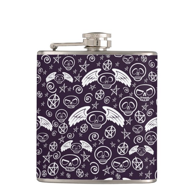 "Voodoo" Pattern Hip Flask (Front)