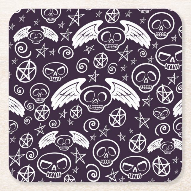 "Voodoo" Pattern Square Paper Coaster (Front)