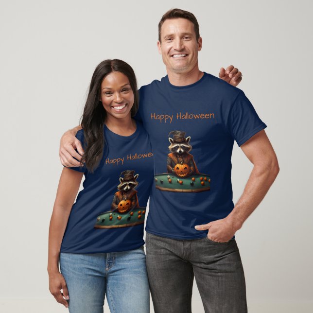 Voodoo Racoon Witch playing pool Halloween T-Shirt (Unisex)