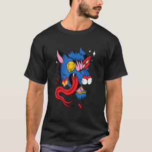 Voodoo Religion Magical Sorcery Distorted Wolf T-Shirt