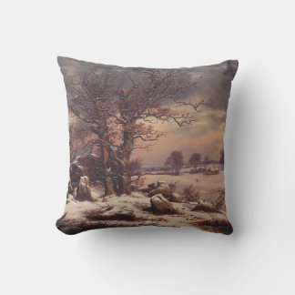 Vordingborg in Winter by J.C. Dahl Fine Art Cushion