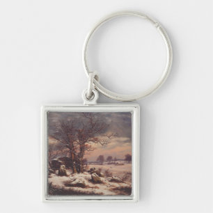 Vordingborg in Winter by J.C. Dahl Fine Art Key Ring