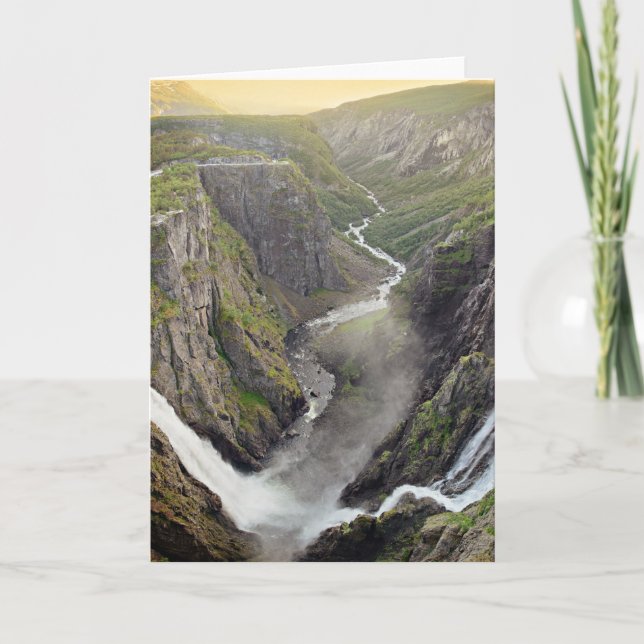 Voringsfossen waterfall in Norway greeting card (Front)