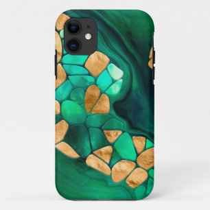 Voronoi cells abstract -  greens and gold Case-Mate iPhone case