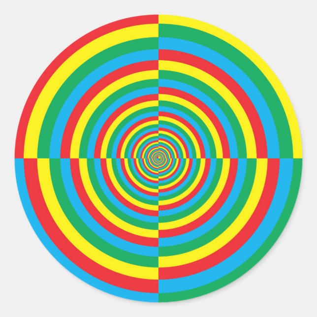 vortex colour red yellow green blue target classic round sticker (Front)