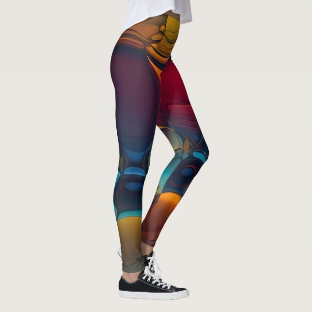 Vortex of Colours: An Abstract Dance of Oil Leggings (Right)
