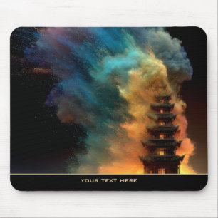 Vortex of Luminous Colorburst Mystic Pagoda Art Mouse Pad