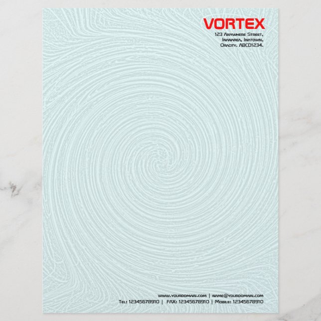 Vortex - White to Pale Blue Letterhead Design (Front)