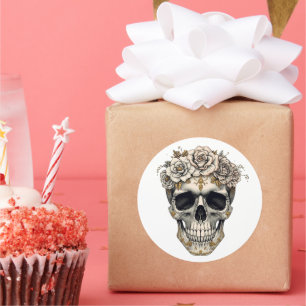 vory Floral Skull Sticker Elegant Gothic Hallowen