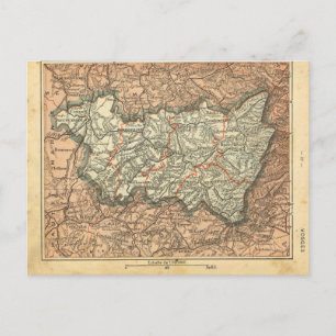 Vosges, 1890 French Provincial map Postcard
