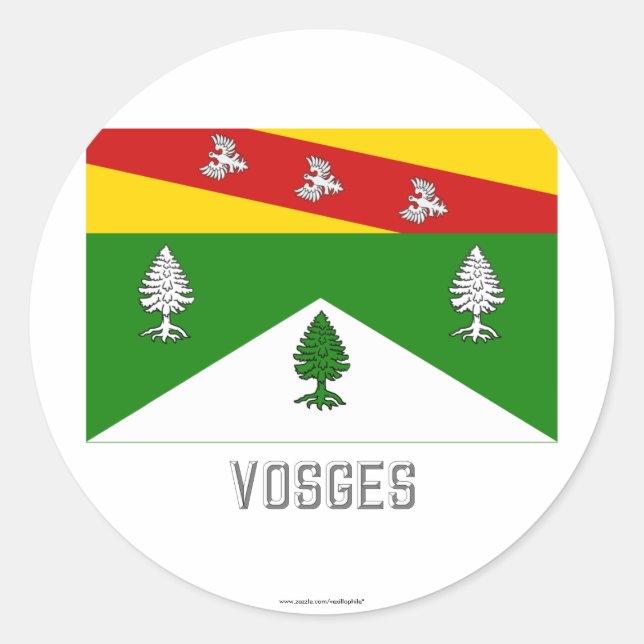 Vosges flag with name classic round sticker (Front)
