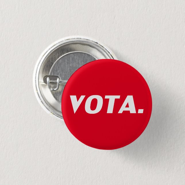 Vota vote in Spanish red white modern political  3 Cm Round Badge (Front & Back)