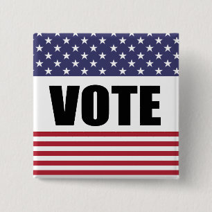 VOTE 15 CM SQUARE BADGE