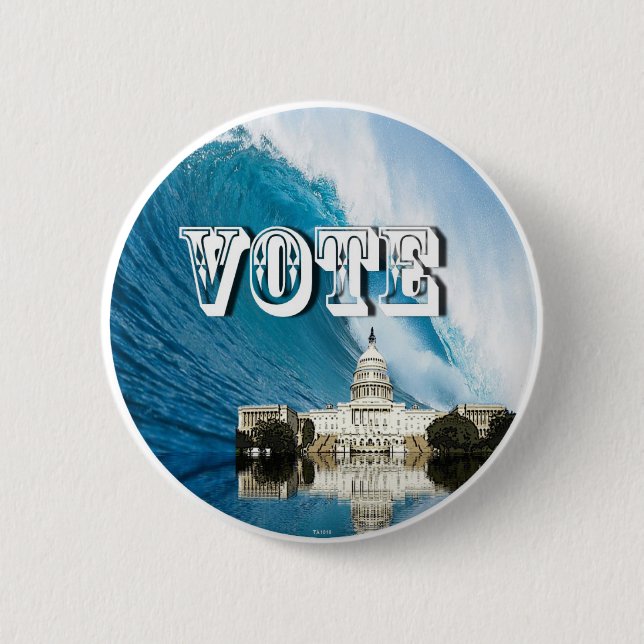 VOTE 6 CM ROUND BADGE (Front)