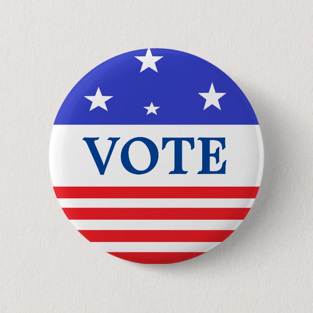 Vote American Elections Stars and Stripes 6 Cm Round Badge (Front)