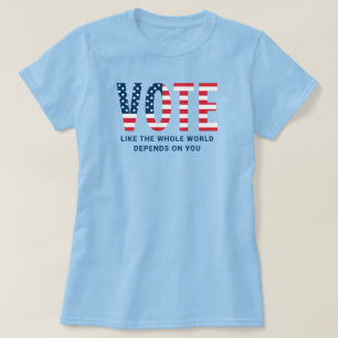 Vote American Flag Blue Womens Patriotic T-Shirt