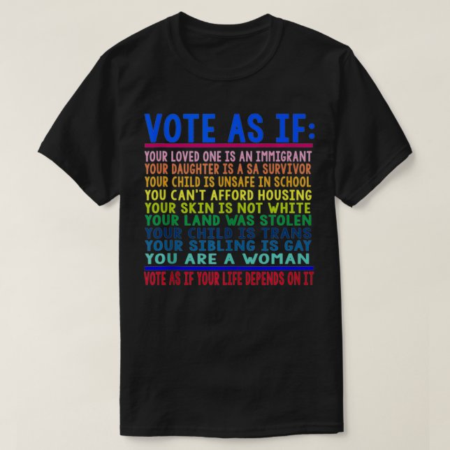 Vote As If Your Loved One Is An Immigrant Funny LG T-Shirt (Design Front)