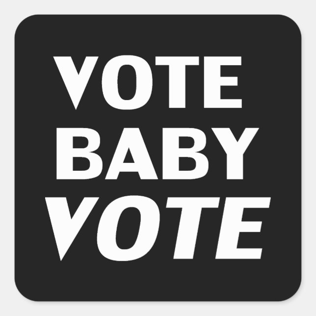 vote baby vote black & white square sticker (Front)