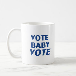 "vote baby vote" - blue white coffee mug