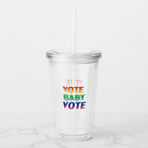 "Vote baby vote" pride lgbtq lgbt rainbow colour Acrylic Tumbler