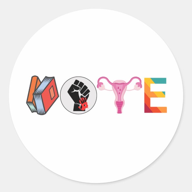 VOTE Banned Books Reproductive Rights Political Classic Round Sticker (Front)