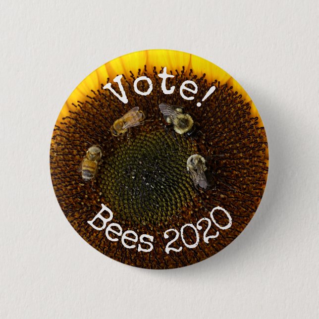 Vote Bees! 6 Cm Round Badge (Front)