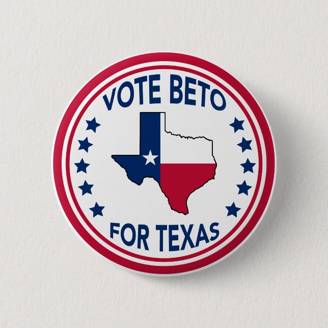 Vote Beto for Texas State Flag Stars 2022 Election 6 Cm Round Badge (Front)