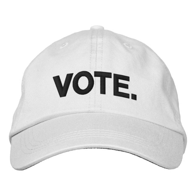 Vote black and white modern bold text  embroidered hat (Front)