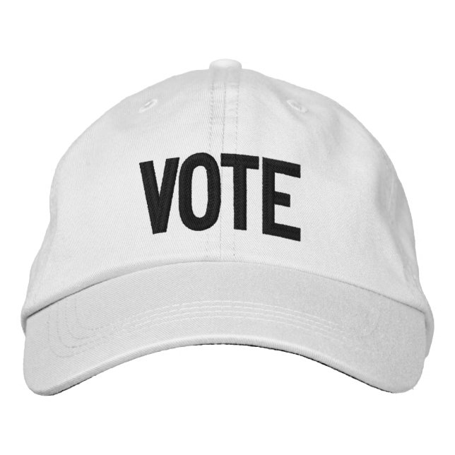 Vote, black and white modern embroidered hat (Front)