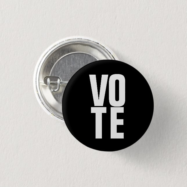 Vote Black and White Simple Text Template 3 Cm Round Badge (Front & Back)